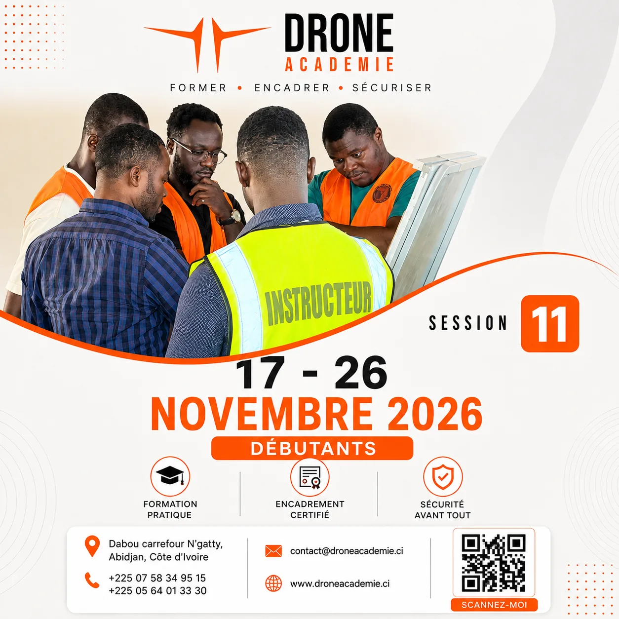 Session 11 — formation télépilote de drone débutants, 17 au 26 novembre 2026